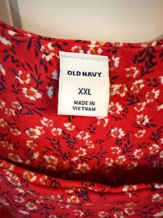 Old Navy Red Floral Midi Tank Dress - Picture 2 of 5